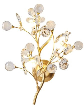 LUOYAOB Golden Crystal Glass Wall Sconces Modern Minimalist K9 Crystal Wall Light Luxury Tv Background Wall Decorate for Bedroom Bedside Aisle Bathroom Mirror Headlights Lighting Fixture