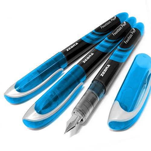 Zebra Pen Disposable Fountain Pen - Light Blue Ink (Wallet of 3)