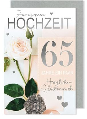 Eiserne Hochzeit Grußkarte Hochzeitstag 65 Jahre Rose 16x11cm