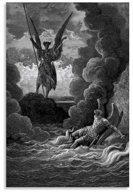 NgAnoh Satan und Beelzebub von Gustave Dore, Leinwanddruck, Kunstdruck, Wandbild, Malerei, hängendes Bild, Familienschlafzimmer, Dekoration, Geschenk, 30 x 45 cm