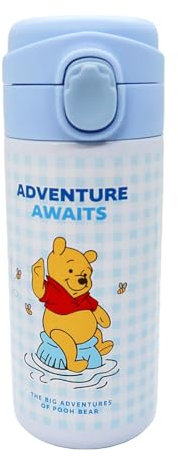 Bear Pooh One Touch Tumbler – 300 ml Edelstahl-Wasserflasche, idealer Reise-Kaffeebecher, Thermos-Abenteuer und süßes Thema, perfekt für Trinkwasser und Kaffee (blau)