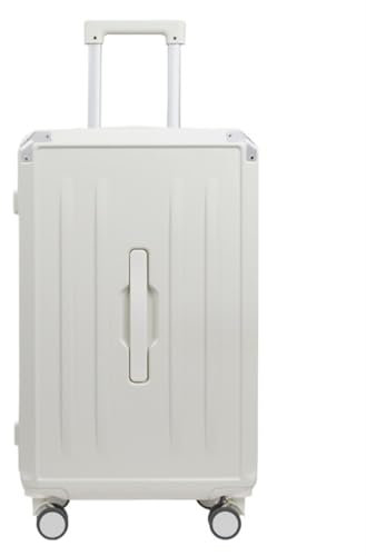 Bagage Valise Bagages à roulettes Bagages pour Femmes Valises avec Porte-gobelet USB Spinner Roues Bagages Rigides avec Serrure Bagage Cabine Valise de Voyage (Color : White, Size : 24in)