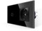 JIMEIDA Interruttore della luce touch con presa di corrente, nero, 1 vano, 1 via, pannello in vetro e interruttore LED di stato, 300 W, 157 x 86 mm