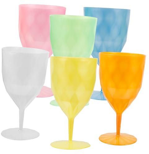 Amosfun 6pezzi Bicchieri Colorati Per Cocktail Plastica Per Feste e Occasioni Speciali Bicchieri Per Succo e Drink Resistente e Leggero Facile Da Impilare e Pulire