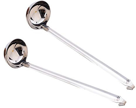 Ensemble de 2 cuillères à Dessert, louche à Manche Crochet en Acier Inoxydable avec cuillère à Rebord verseur, cuillère de Cuisine, Vaisselle (Argent), cuillère à café (Taille : 60 ML) (A 90 ML)