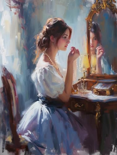 Tableau contemporain Peinture à l'huile de belle fille, L, 60 x 80 cm. Mur Art Toile Affiches Impression pour Salon décoration de la Maison