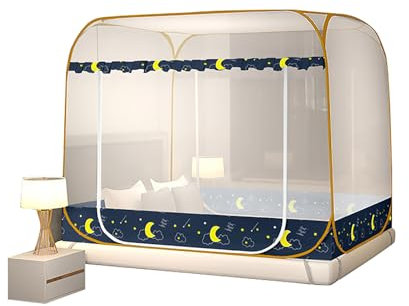 Tragbares Faltdesign, Pop-Up-Moskitonetz-Zelt mit breitem Dach, für Schlafzimmer, Hof, Outdoor, Camping, Angeln, Wandern, Ausflug, F, 120 cm x 200 cm x 140 cm