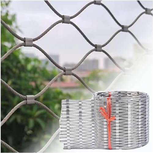 Yoeoefuo Zaunpfosten Maschendraht Drahtgitter Feinmaschig 1x10m 2x10m 3x10m Flexibles Edelstahl-seilnetz Schutznetz Sicherheitsseilnetze Weidezaunlitze Maschendrahtzaun Metall Maschen Begrenzungszaun