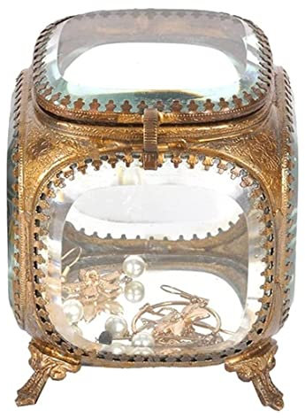 BOGAZY Schmuckkästchen Schmuckschatulle Schmuckschatulle Klarglas Schmuckschatulle Ring Ohrring Halskette Schmuck Aufbewahrungsbox Goldene Schmuckschatulle Mit Deckel Schmuckaufbewahrung(Color:A)