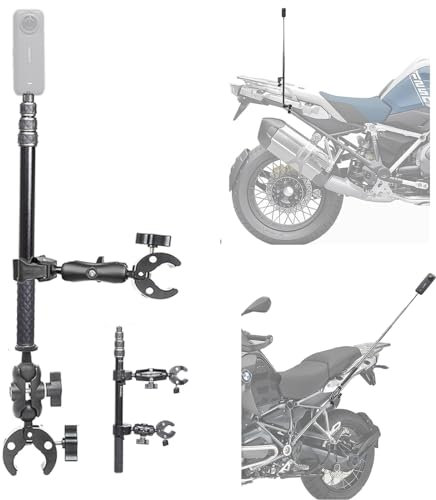 Fotoleey 360 Camera Motorcycle Mount Kit for Insta360 X5/X4/X3/X2, Compatible with GoPro Hero 13/12/11/10- Heavy Duty Double Clamp, including Extension Rod