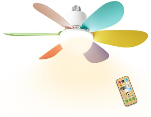 Wrohto Ventilador de techo con luz remota,Ventilador de techo con luz - Montaje empotrado del ventilador del zócalo con la luz regulable, ajustable de 3 velocidades,Luz de ventilador remota para sala