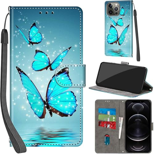 PHINIENLAND Wallet Flip Case for iPhone 13 Pro Leather Butterfly | 3 Card Slots & 1 Cash Pocket, Magnetic Closure, Kickstand, Premium PU Leather flip cover for iPhone 13 Pro