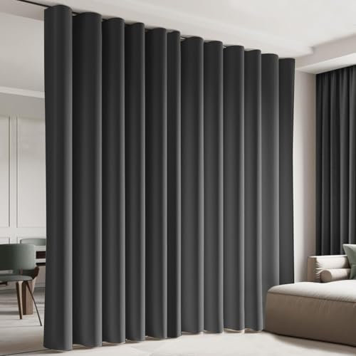Cbsroro Room Divider Blackout Curtain Track Curtains Wall Dividers Panels Screen for Living Rooms Bedroom Office Privacy Partition Separation, W150 × L84 Inch,1 Panel, Black