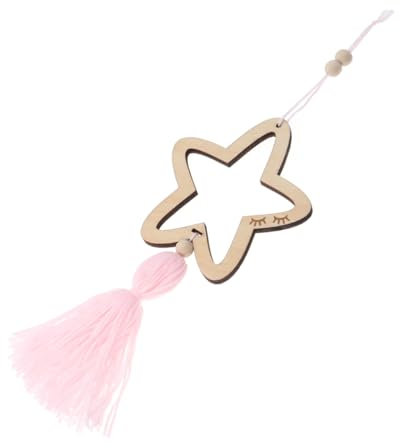 Angoily Wandbehang mit Fransenperlen Hohler Stern für Jungen und Mädchen Zimmerdekoration Einzigartige Holzperlenquasten Leicht