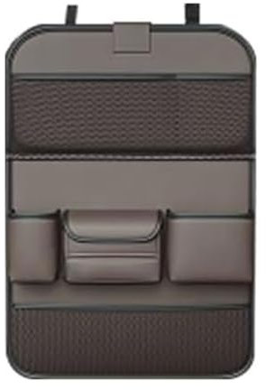 SOUTES Autositz Organizer Rücksitz für Mini F54 F55 F56 F57 F60, PU Leder Rückenlehnenschutz Aufbewahrungstasche mit Faltbarer Tischablage Zubehör,B/Brown