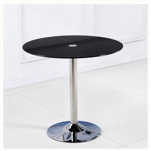 Glas Esstisch, Küche Runden Schwarz Temperiert Esstisch Modernes Rundschreiben 2 - 4 Sitzer Frühstück Bistrotisch Platzsparend Kneipencafé Abendessen Wohnzimmer Möbel(Size:'70CM/27.3'',Color:Schwarz)