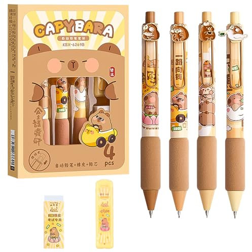 QZKJQDD Druckbleistift Set, 0,5 mm Mechanische Bleistifte, 4 Stück Druckbleistift Kinder, 1 Radiergummis/20 Bleistiftminen, Minenbleistift-Set für Schreiben Skizzieren und Zeichnen