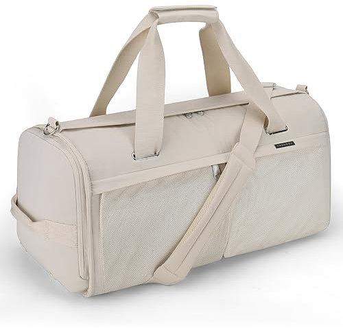 YOUNGOA Sporttasche & Reisetasche für Herren und Damen, Große Gym Bag mit Schuhfach und Nassfach, Beige