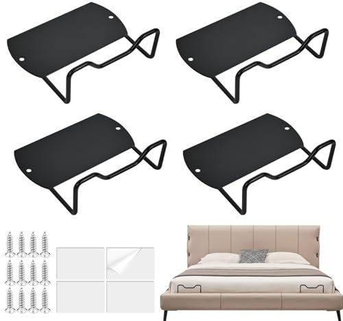 xiruiubao Matratzenhalter Gegen Verrutschen, 4 Stück Rutschfester Matratzenhalter, Matratzenbügel für Massive, Bettrahmen, Boxspringbett, Anti Rutsch Matratzen Stopper Ohne Bohren (Schwarz)