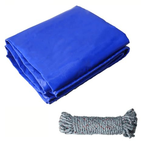 COEWUR Lona Impermeable Exterior 420 g/m² Lona de Protección con Ojales y 10m Cuerda 2 x 1m Lonas Resistente a Los Rayos UV para Piscina Coche Barco Madera Muebles de Jardín (Azul)