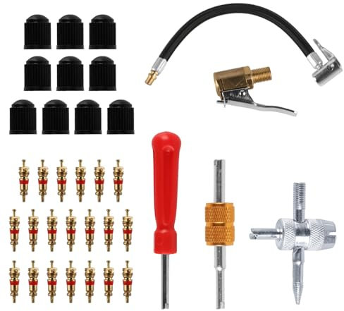 Jiujuda9 35 Pcs Car Tyre Valve Removal Tool, Tyre Valve Repair Kit, Tire Valve Core Remover Tool, Dual & Single Head Car Bike Tyre Valve Tools for Bicycle Auto Car Tyre Repair Kit