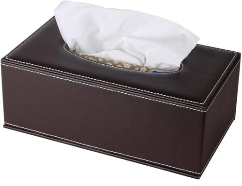 XNONE Tissue Box Cover PU Leather Tissue Box Holder Rectangle Tissue Organizer Napkin Dispenser for Home,Office,Restaurant,Dresser,Car,Bathroom Decor (Brown)