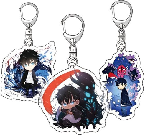 MayDee Solo Level Schlüsselanhänger Solo Levelings Anhänger Chibi Figur Keychain, 3 Acryl Jinwoo Schlüsselanhänger Für Fans