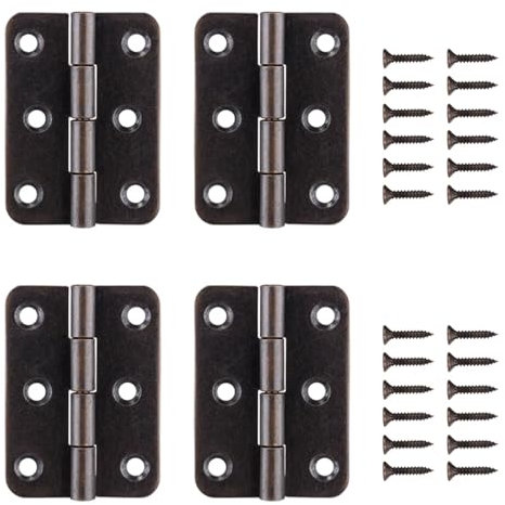 Cerniera for mobili in ferro color rame antico, con angolo arrotondato da 2 for porte con apertura a 270 gradi, con viti gratuite