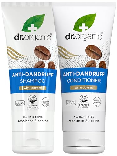 Dr Organic Kaffee Anti-Schuppen-Shampoo und Conditioner 2er-Pack à 200 ml, frei von Parabenen und Sulfaten, für Frauen und Männer, natürlich, vegan, biologisch