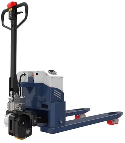 Cric électrique pour palettes - Chariot élévateur robuste avec batterie au lithium pour utilisation industrielle dans des espaces étroits