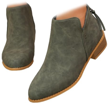 WINDEHAO Stivaletti da donna alla moda con supporto dell'arco plantare antiscivolo e tacco grosso, stivali ortopedici con cerniera posteriore, punta a punta, tacco basso, stivaletti Chelsea