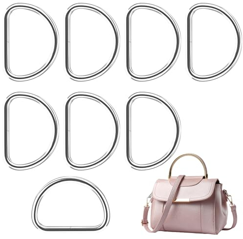 KIRVOS 8 Stück D Ringe Halbrunder, 50 mm D-Ringe Verstellbare aus Metall, Halbrunde Schnalle für Gurtband, Gürtel, Taschen & Rucksack DIY Zubehör