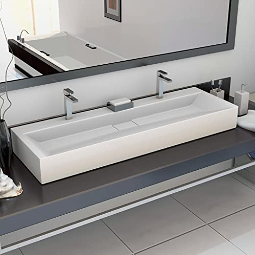 Genérico Lavabo 120x46x11 cm Resina Mineral/mármol Blanco,Bricolaje,Fontanería,Piezas para fontanería,Lavabos y fregaderos,Lavabos-144068