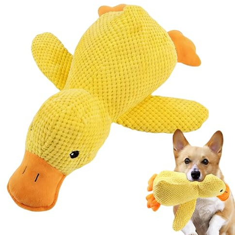 BRTNUP Anti Stress Ente, 25 X 22 cm Hundespielzeug Ente mit Quietscher, Weiches und Robustes Kuscheltier, für Trennungsangst und Alleinsein, Hunde Kuscheltier für Kleine und Mittelgroße Hunde