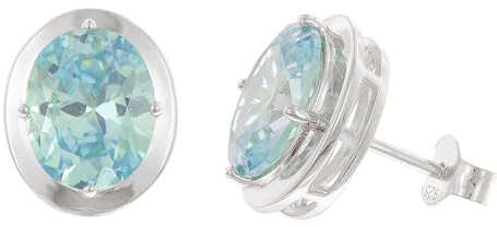 trendor Damen-Ohrringe 925 Silber Zirkonia-Ohrstecker Swiss Blue 21340-03