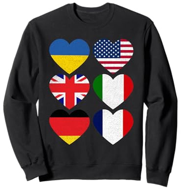 Drapeau Vintage USA, Royaume-Uni, Allemagne, France, Italie, Ukraine Sweatshirt