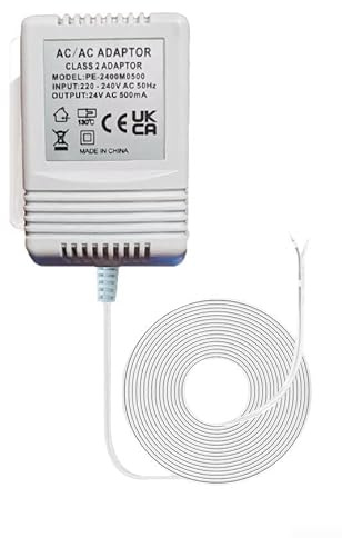 24V AC 500mA Doorbell Transformer Power Adapter For Ring Video Doorbell 1st Gen 2nd Gen 3rd Gen Wired Models Stable Power Supply Wide Input Range 220-240V Multiple Cable Lengths Certified Safety White