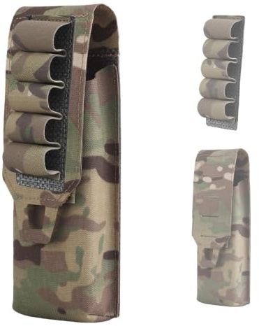 MOLLE Tasche Tattiche per Cartucce, con Caricatore di Fucile a Canna Liscia | Taglio al laser, chiusura elastica, 5 cartucce calibro 12, per 5,56 mm, per cintura da caccia, zaino