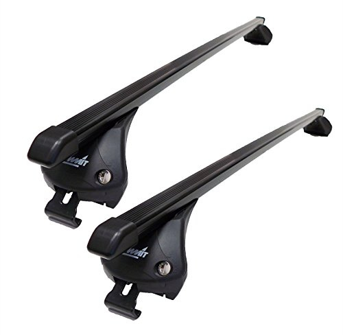 Summit SUP-857B Premium Integrated Railing Bar for Cars with Running Rails, Black Steel, Set of 2