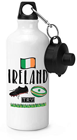 Gift Base Rugby Ireland Sports Bottle Water Gym 600ml White