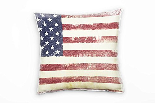 Paul Sinus Art Urban, Fahne, USA, weiß, rot, blau Deko Kissen 40x40cm für Couch Sofa Lounge Zierkissen - Dekoration zum Wohlfühlen