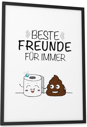 Papierschmiede® Bilder Home Kunstdruck mit Rahmen A3 (30x42 cm) Spruch Poster Zuhause Schrift Bild Wanddeko in schwarz weiß, Sprüche für Wohnzimmer Büro Küche, WC - Beste Freunde für immer