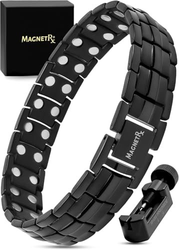 MagnetRX® Ultrastarkes Magnetarmband – Magnetbänder für Herren – Herrenarmband längenverstellbar mit Größenbestimmungswerkzeug (Schwarz)