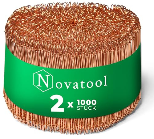 Novatool 2.000 Stück Rödeldraht mit Ösen 1 x 140mm Bindedraht verkupfert, robust & langlebiger Drilldraht, Drahtbinder, Ösendraht, Drahtschlaufen, Ideal als Floristendraht und Blumendraht