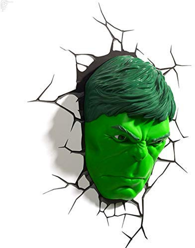 jiejieyang Marvel Avengers LED Wall Lamp, Bedroom Living Room 3D Creative Light, Ironman, Green, Polycarbonate, Wood