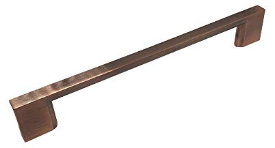 Cascia, Slimline D Cabinet Furniture Handle, Gloss Brushed Copper, 160mm Hole Centres, Bedroom & Kitchen Handle