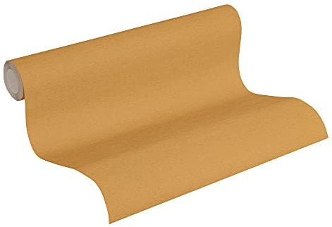 A.S. Création Papier Peints Uni Cuba intissé - 10,05m x 0,53m - Jaune Fabriqué en Allemagne 371784 37178-4