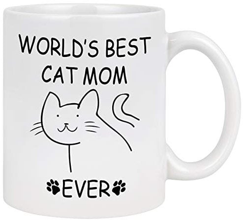 Cat Mom Gifts World's Best Ever Tasse – Katzenliebhaber Geschenke für Frauen Geburtstagsgeschenk Katzengeschenke Muttertagsgeschenke Katzenmutter 325 ml