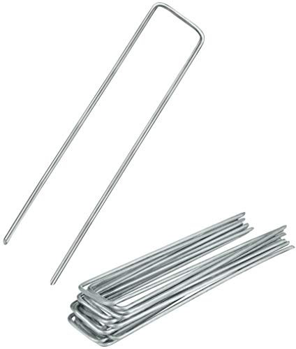 Balinco – Erdanker U-Profil 100er Set 150x25x2,7 mm aus verzinktem Stahl – Bodenanker für Unkrautvlies, Gartenvlies, Zaun, Netz & Camping – Robuste U-Heringe mit spitzen Enden – Ideal für weiche Böden
