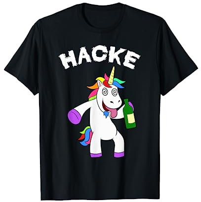 Einhorn Hacke Dicht Party Malle Sauf JGA Poltern Unicorn T-Shirt